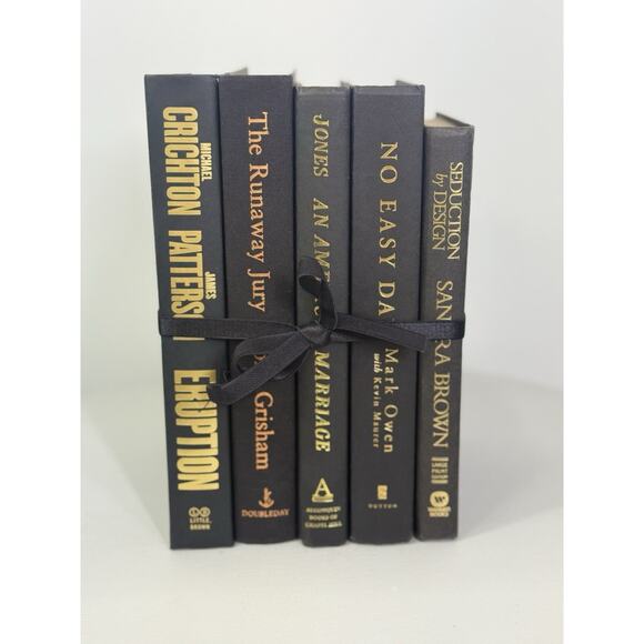 Vintage Black Gold Hardcover Book collection Set Shelf Decor Staging Display - Picture 3 of 4